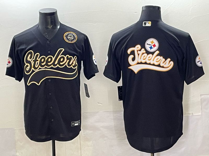Men 2025 Nike Pittsburgh Steelers Blank Black Joint Name  Limited NFL Jersey style 056